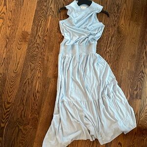 Tiered high neck baby blue dress by Nation size M EUC